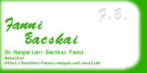 fanni bacskai business card